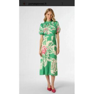 LIPSY LONDON CUT OUT GREEN FLORAL PUFF SLV OPEN BACK MIDI DRESS SZ UK 10 US 6